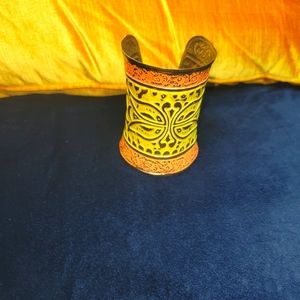 Tribal Orange and Yellow Cuff Bracelet